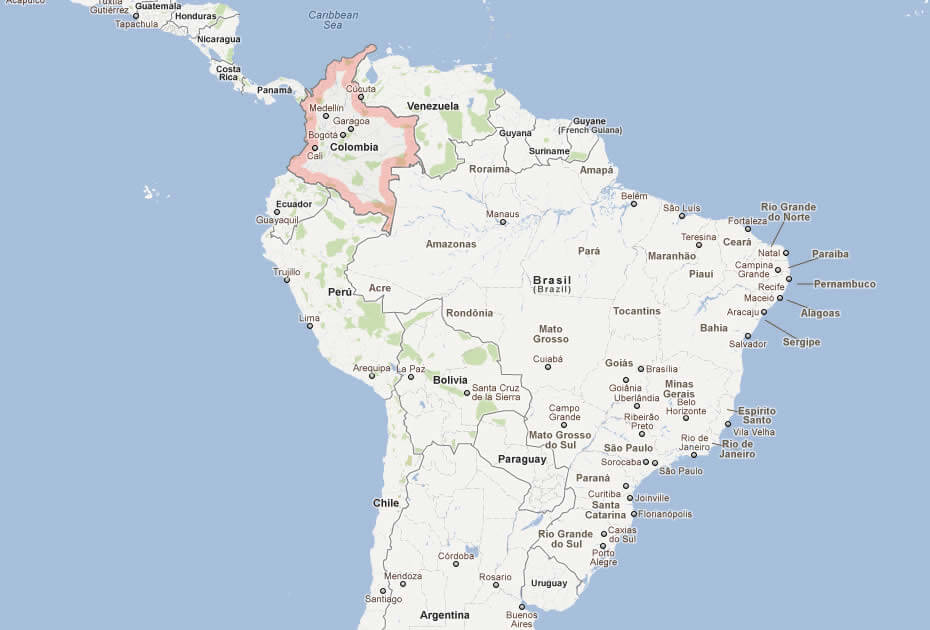 karte von kolumbien sudafrika